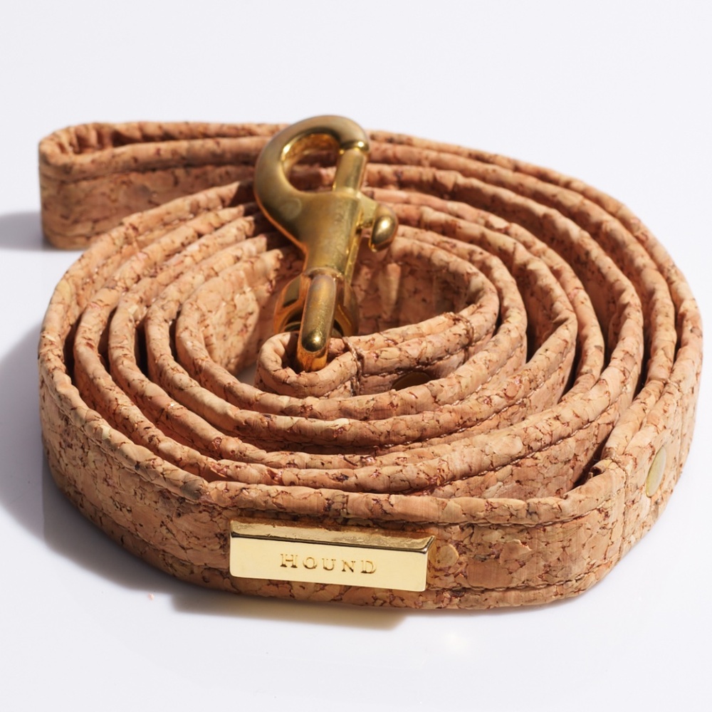 Hound Collection Cork Dog Leash Gold Bar Logo